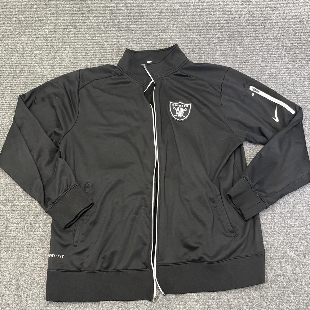Las Vegas Raiders Jacket Mens Large Black NFL Football Nike Dri Fit On Field